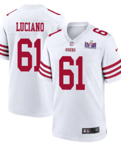 Corey Luciano 61 San Francisco 49ers Super Bowl LVIII Patch Game Men Jersey - White JS7700 nicesnker