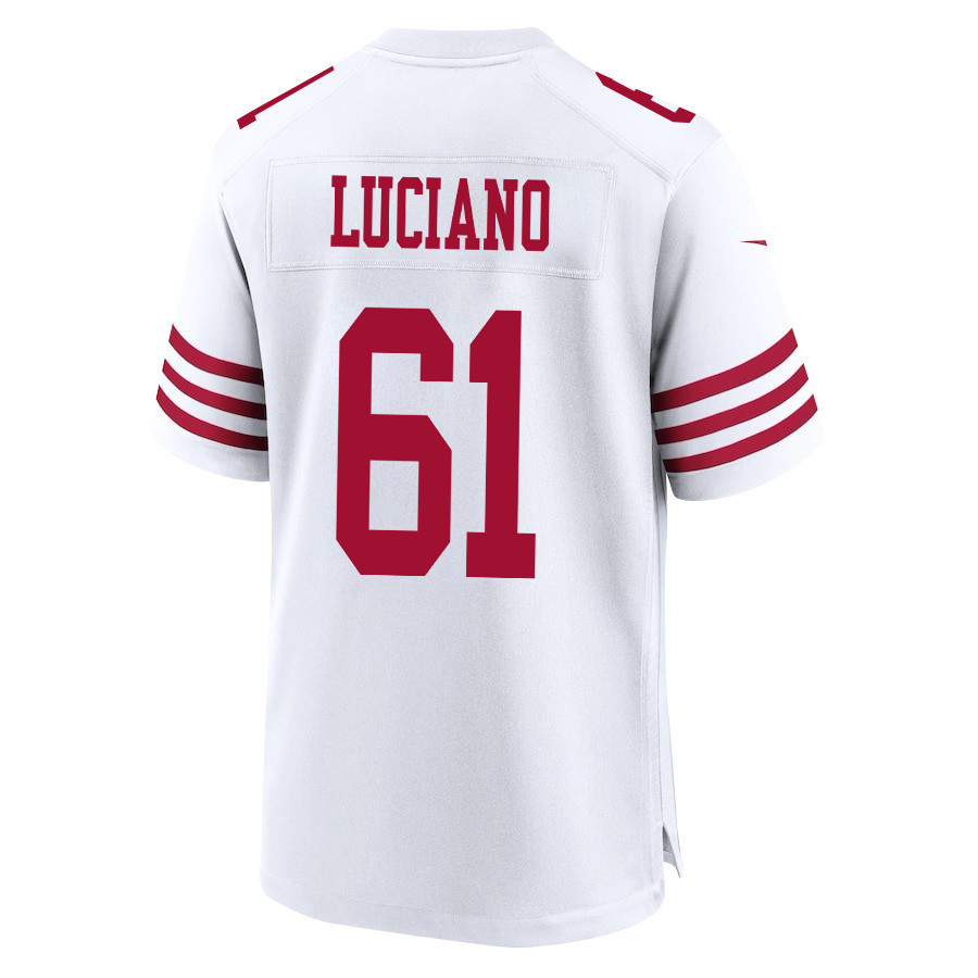 Corey Luciano 61 San Francisco 49ers Super Bowl LVIII Patch Game Men Jersey - White JS7700 nicesnker - Image 3