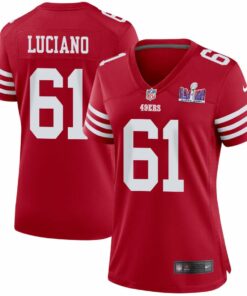 Corey Luciano 61 San Francisco 49ers Super Bowl LVIII Patch Game Women Jersey - Scarlet JS4175 nicesnker