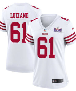 Corey Luciano 61 San Francisco 49ers Super Bowl LVIII Patch Game Women Jersey - White JS3798 nicesnker