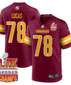 Cornelius Lucas 78 Washington Commanders Super Bowl LIX Champions Patch Game Men Jersey - Burgundy JS8718 nicesnker