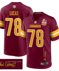 Cornelius Lucas 78 Washington Commanders Super Bowl LIX Champions Patch 'New Orleans - Where Passion Ignites' EMBROIDERED Game Men Jersey - Burgundy JS4632 nicesnker