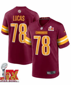 Cornelius Lucas #78 Washington Commanders Super Bowl LIX Jersey - Men's - Burgundy JS8476 nicesnker