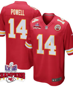 Cornell Powell 14 Kansas City Chiefs Super Bowl LVIII Champions 4 Stars Patch Game Men Jersey - Red JS2082 nicesnker