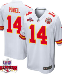 Cornell Powell 14 Kansas City Chiefs Super Bowl LVIII Champions 4 Stars Patch Game Men Jersey - White JS7080 nicesnker