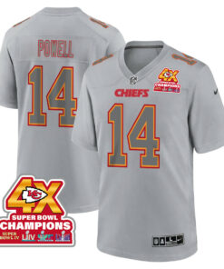 Cornell Powell 14 Kansas City Chiefs Super Bowl LVIII Champions 4X Atmosphere Fashion Game Men Jersey - Gray JS5427 nicesnker