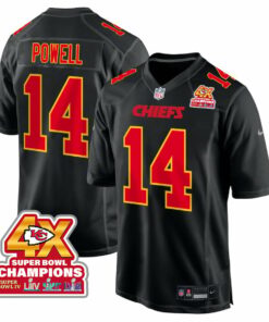 Cornell Powell 14 Kansas City Chiefs Super Bowl LVIII Champions 4X Fashion Game Men Jersey - Carbon Black JS8804 nicesnker