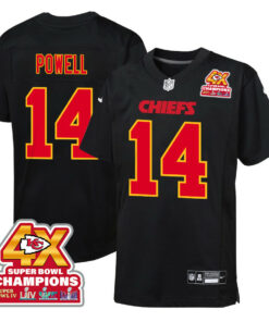 Cornell Powell 14 Kansas City Chiefs Super Bowl LVIII Champions 4X Fashion Game YOUTH Jersey - Carbon Black JS7284 nicesnker