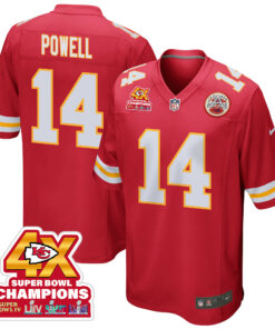 Cornell Powell 14 Kansas City Chiefs Super Bowl LVIII Champions 4X Game Men Jersey - Red JS6238 nicesnker