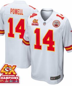 Cornell Powell 14 Kansas City Chiefs Super Bowl LVIII Champions 4X Game Men Jersey - White JS3144 nicesnker