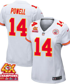 Cornell Powell 14 Kansas City Chiefs Super Bowl LVIII Champions 4X Game Women Jersey - White JS2853 nicesnker