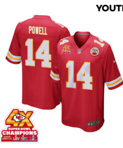 Cornell Powell 14 Kansas City Chiefs Super Bowl LVIII Champions 4X Game YOUTH Jersey - Red JS9532 nicesnker