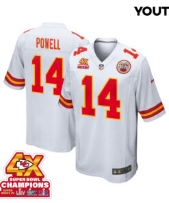 Cornell Powell 14 Kansas City Chiefs Super Bowl LVIII Champions 4X Game YOUTH Jersey - White JS2664 nicesnker