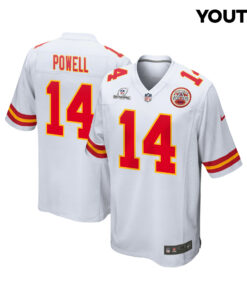 Cornell Powell 14 Kansas City Chiefs Super Bowl LVIII Patch Game YOUTH Jersey - White JS7878 nicesnker