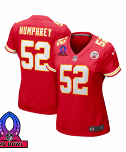 Creed Humphrey 52 Kansas City Chiefs 2025 Pro Bowl Patch Women Game Jersey - Red JS7901 nicesnker