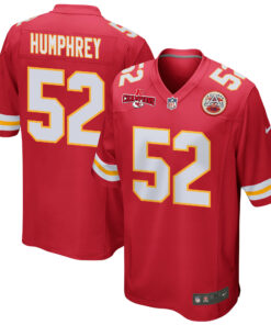 Creed Humphrey 52 Kansas City Chiefs AFC Champions Patch Game Men Jersey - Red JS3463 nicesnker