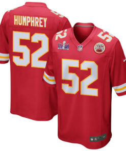 Creed Humphrey 52 Kansas City Chiefs Super Bowl LVIII Patch Game Men Jersey - Red JS4026 nicesnker