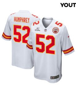 Creed Humphrey 52 Kansas City Chiefs Super Bowl LVIII Patch Game YOUTH Jersey - White JS5482 nicesnker
