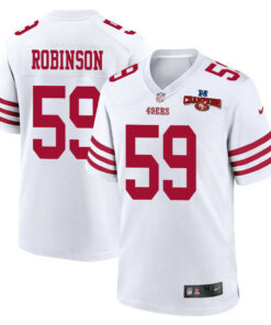 Curtis Robinson 59 San Francisco 49ers NFC Champions Patch Game Men Jersey - White JS7073 nicesnker