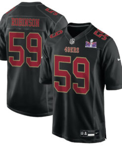 Curtis Robinson 59 San Francisco 49ers Super Bowl LVIII Patch Fashion Game Men Jersey - Carbon Black JS4732 nicesnker
