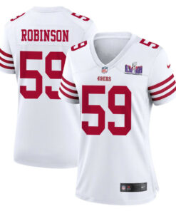 Curtis Robinson 59 San Francisco 49ers Super Bowl LVIII Patch Game Women Jersey - White JS8824 nicesnker