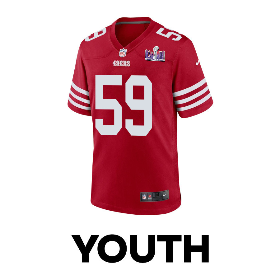 Curtis Robinson 59 San Francisco 49ers Super Bowl LVIII Patch Game YOUTH Jersey - Scarlet JS8802 nicesnker - Image 2