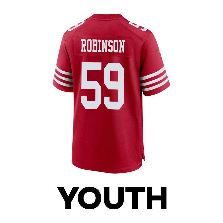 Curtis Robinson 59 San Francisco 49ers Super Bowl LVIII Patch Game YOUTH Jersey - Scarlet JS8802 nicesnker - Image 3