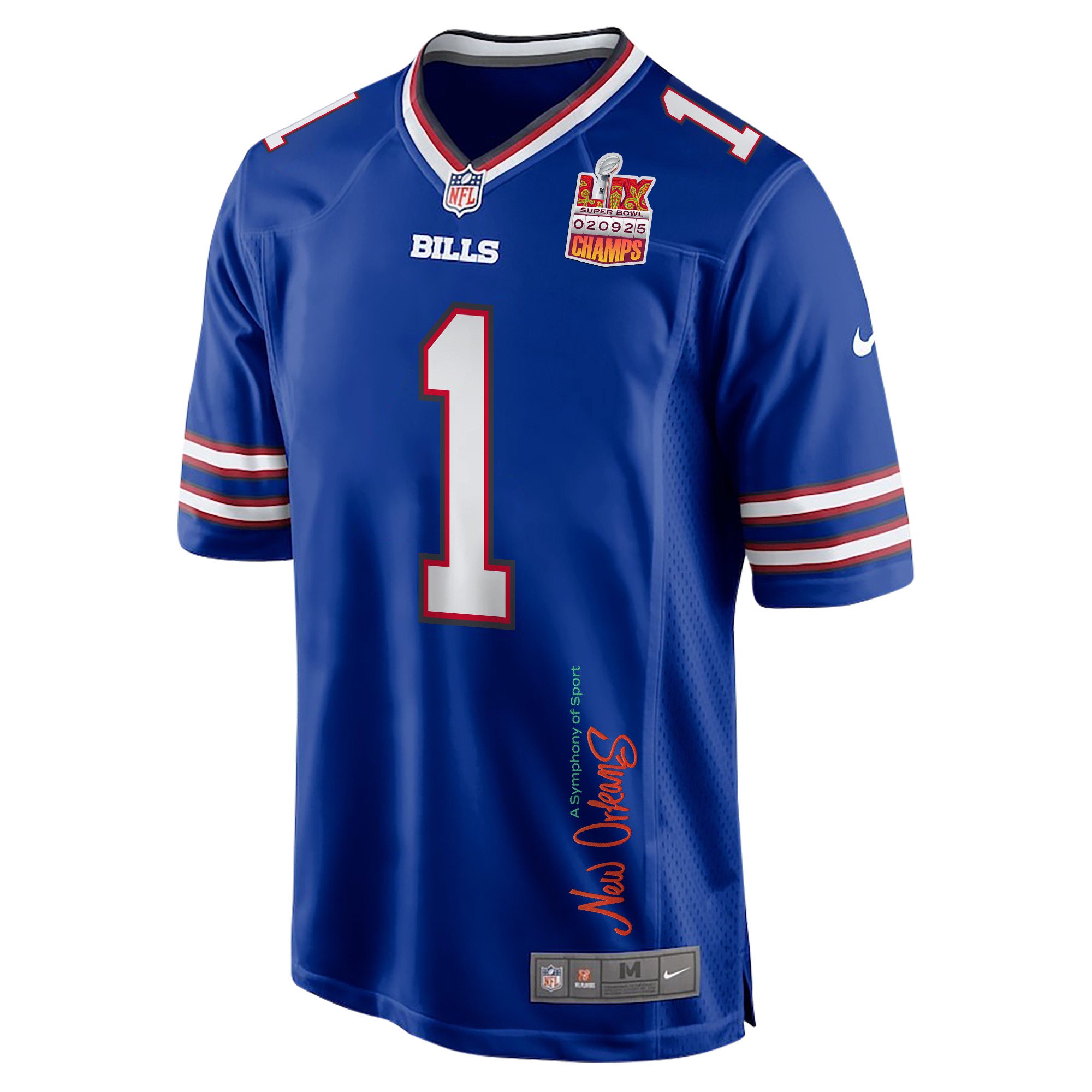 Curtis Samuel 1 Buffalo Bills Super Bowl LIX Champions Patch 'New Orleans - A Symphony of Sport' EMBROIDERED Game Men Jersey - Royal JS4983 nicesnker - Image 3