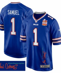 Curtis Samuel 1 Buffalo Bills Super Bowl LIX Champions Patch 'New Orleans - Where Passion Ignites' EMBROIDERED Game Men Jersey - Royal JS2586 nicesnker