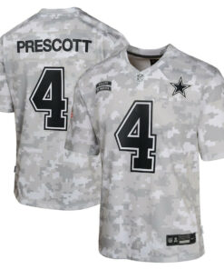 Dak Prescott 4 Dallas Cowboys 2024 Salute to Service Game YOUTH Jersey - Arctic Camo JS9792 nicesnker