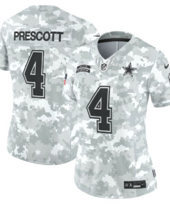 Dak Prescott 4 Dallas Cowboys Women's 2024 Salute to Service Limited Jersey - Arctic Camo JS2546 nicesnker