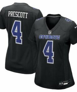 Dak Prescott 4 Dallas Cowboys Women's Fashion Game Jersey - Carbon Black JS4745 nicesnker