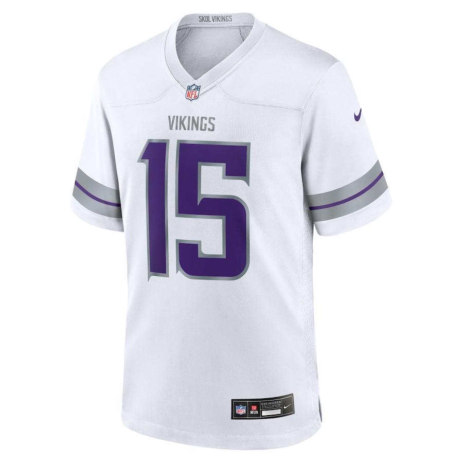 Dallas Turner 15 Minnesota Vikings Alternate Game Men Jersey - White JS8718 nicesnker - Image 2