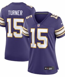 Dallas Turner 15 Minnesota Vikings Women's Alternate Game Jersey - Purple JS5789 nicesnker