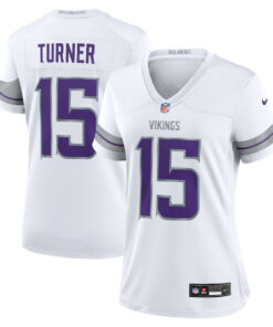 Dallas Turner 15 Minnesota Vikings Women's Alternate Game Jersey - White JS8936 nicesnker