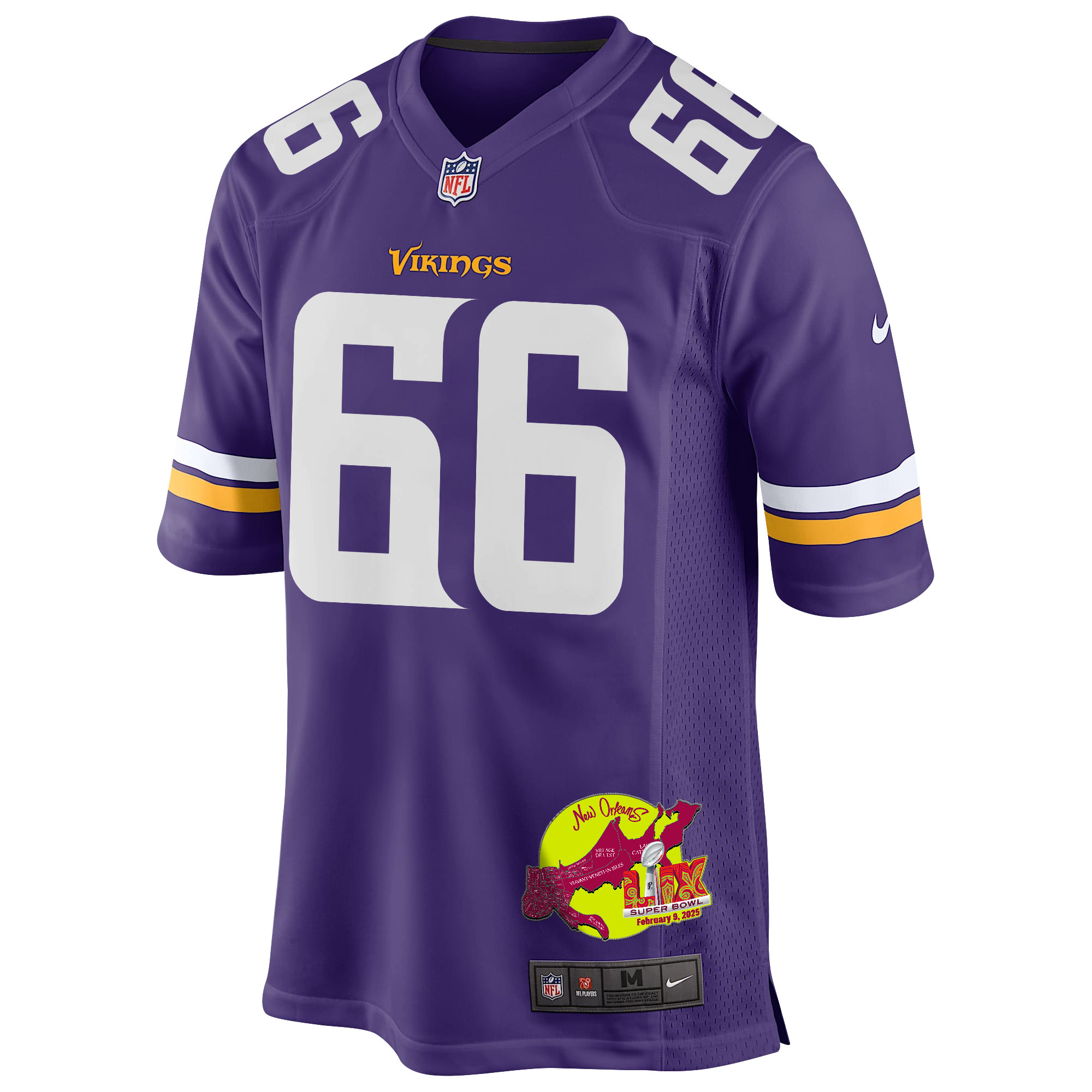 Dalton Risner 66 Minnesota Vikings Super Bowl LIX New Orleans Patch Game Men Jersey - Purple JS8638 nicesnker - Image 3