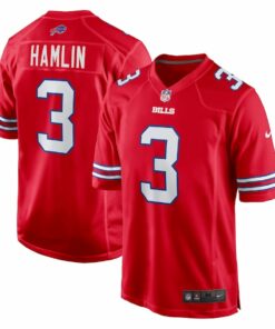 Damar Hamlin 3 Buffalo Bills Men Alternate Game Jersey - Red JS2684 nicesnker