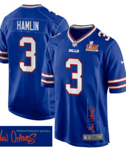 Damar Hamlin 3 Buffalo Bills Super Bowl LIX 'New Orleans - Where Passion Ignites' EMBROIDERED Game Men Jersey - Royal JS9223 nicesnker