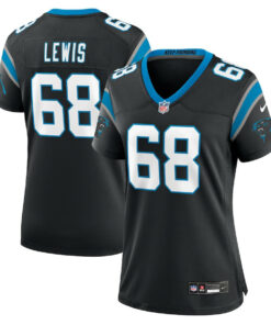 Damien Lewis 68 Carolina Panthers Women's Game Jersey - Black JS4585 nicesnker