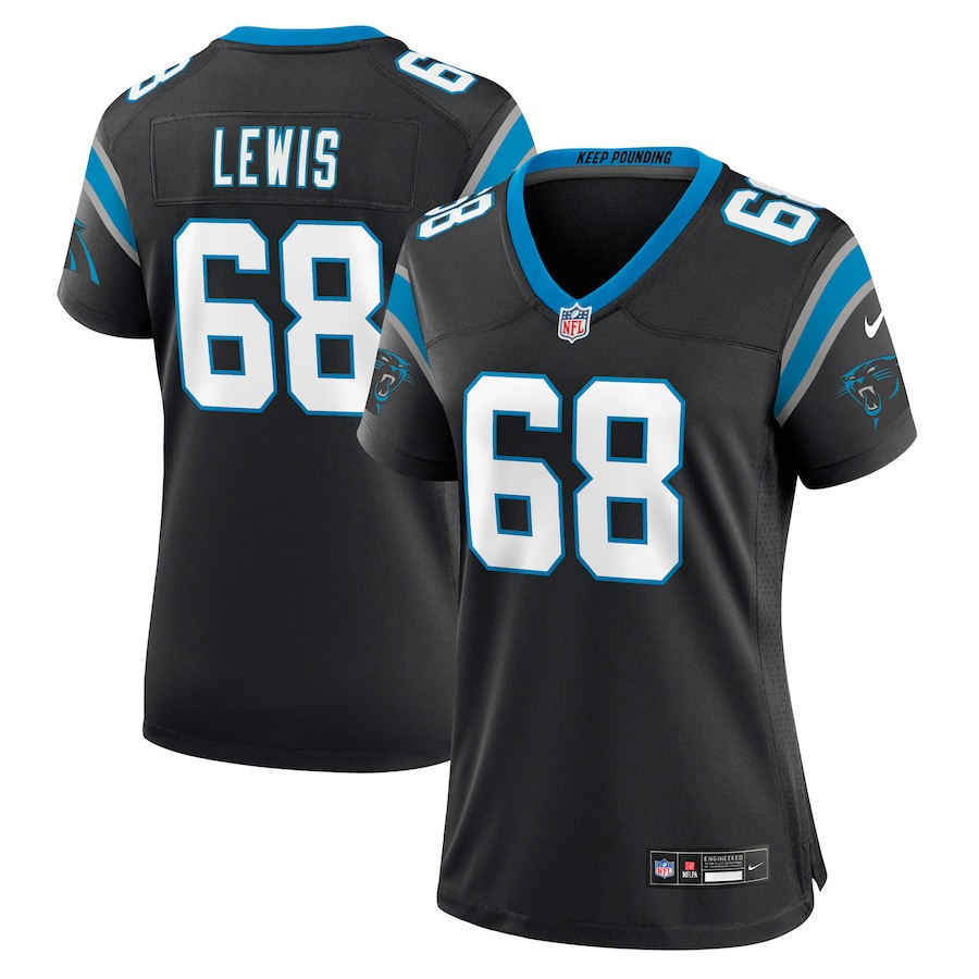 Damien Lewis 68 Carolina Panthers Women's Game Jersey - Black JS4585 nicesnker