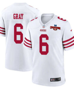 Danny Gray 6 San Francisco 49ers NFC Champions Patch Game Men Jersey - White JS2450 nicesnker