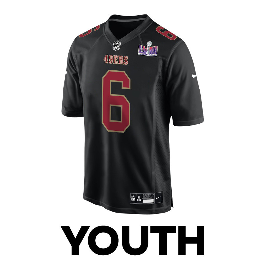 Danny Gray 6 San Francisco 49ers Super Bowl LVIII Patch Fashion Game YOUTH Jersey - Carbon Black JS7248 nicesnker - Image 2