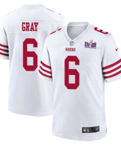 Danny Gray 6 San Francisco 49ers Super Bowl LVIII Patch Game Men Jersey - White JS4856 nicesnker