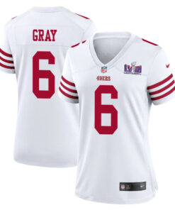 Danny Gray 6 San Francisco 49ers Super Bowl LVIII Patch Game Women Jersey - White JS9707 nicesnker