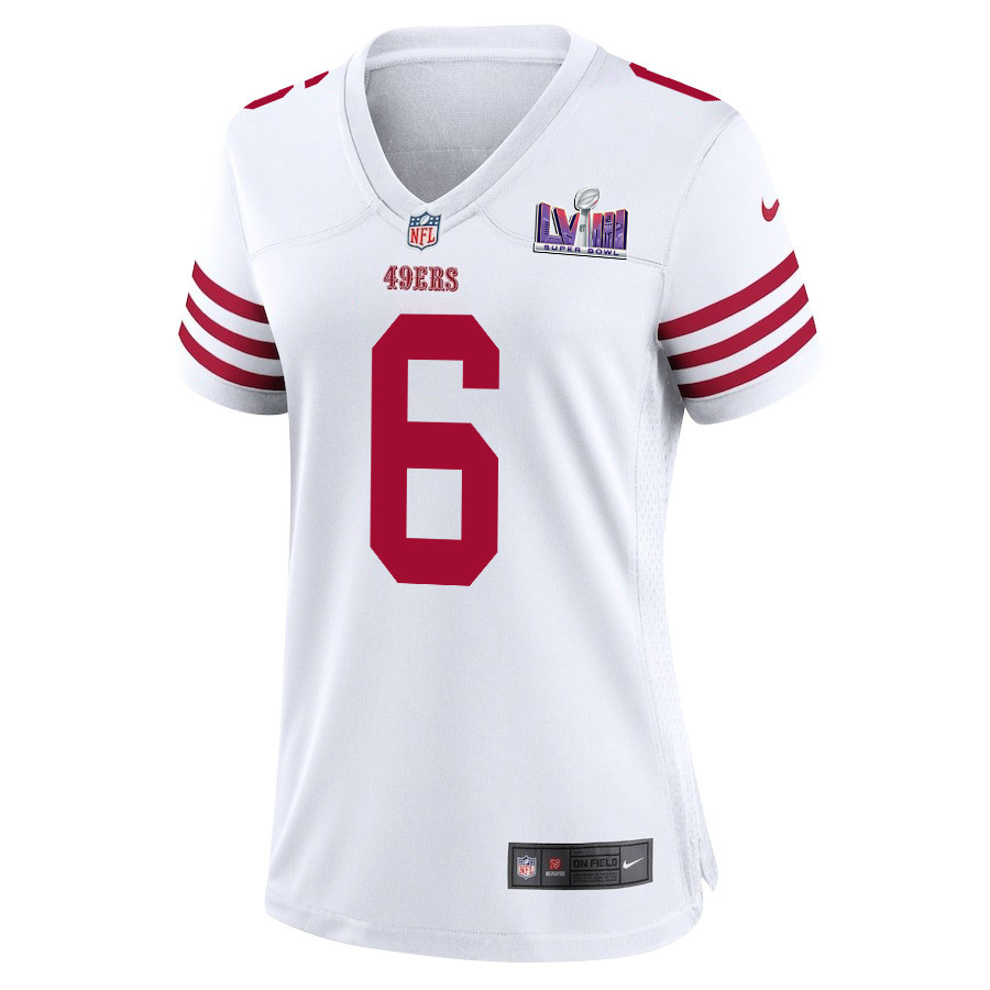Danny Gray 6 San Francisco 49ers Super Bowl LVIII Patch Game Women Jersey - White JS9707 nicesnker - Image 2