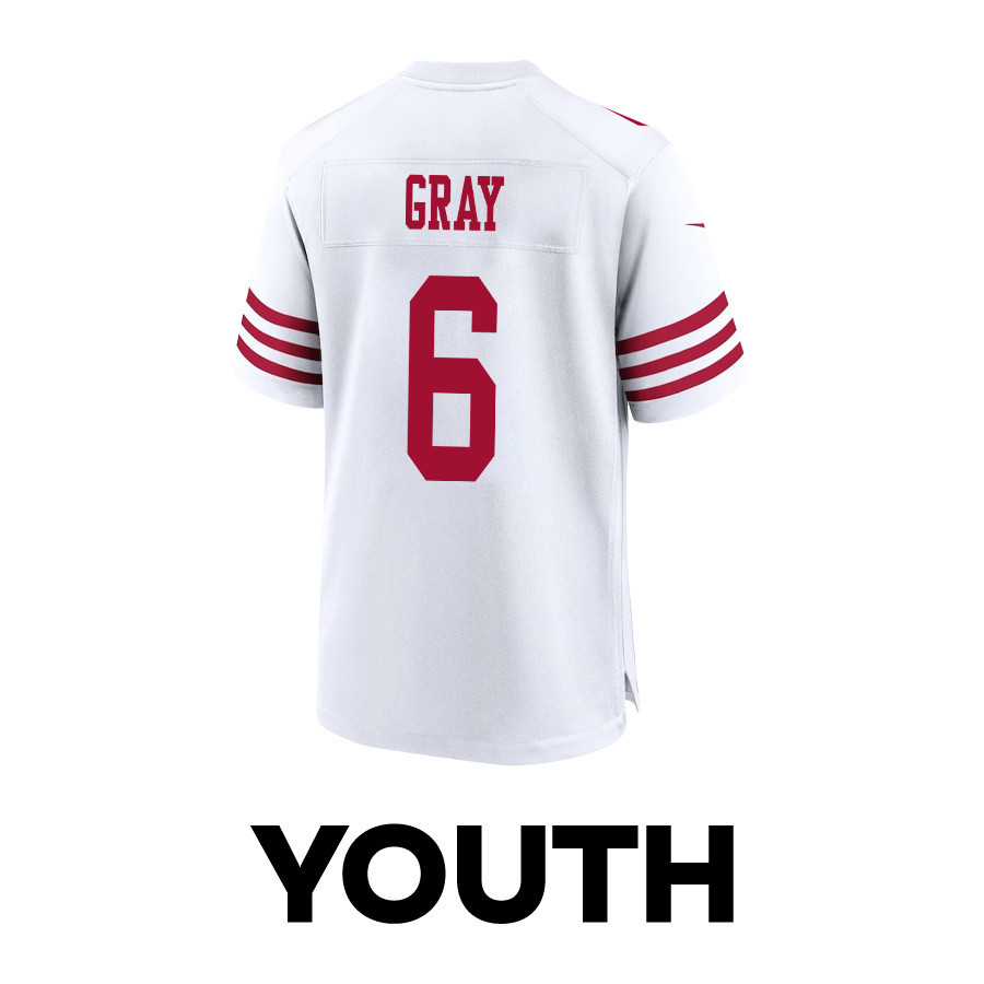 Danny Gray 6 San Francisco 49ers Super Bowl LVIII Patch Game YOUTH Jersey - White JS9753 nicesnker - Image 3
