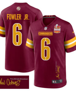 Dante Fowler Jr. 6 Washington Commanders Super Bowl LIX Champions Patch 'New Orleans - The Ultimate Showdown' EMBROIDERED Game Men Jersey - Burgundy JS6505 nicesnker
