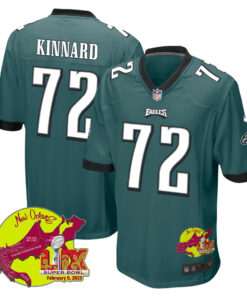 Darian Kinnard 72 Philadelphia Eagles Super Bowl LIX New Orleans Patch Game Men Jersey - Midnight Green JS4973 nicesnker