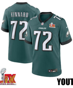 Darian Kinnard #72 Philadelphia Eagles Super Bowl LIX YOUTH Jersey - Midnight Green JS7435 nicesnker