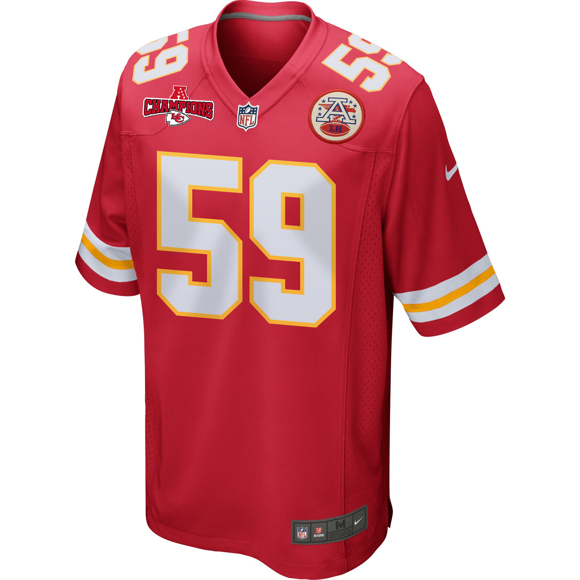 Darius Harris 59 Kansas City Chiefs AFC Champions Patch Game Men Jersey - Red JS3437 nicesnker - Image 2
